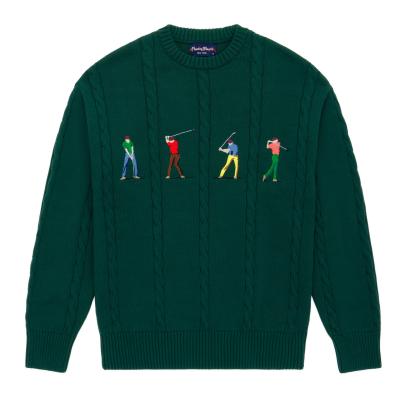 Rowing Blazers "Golfers" Satin-Stitch Cable Knit Sweater